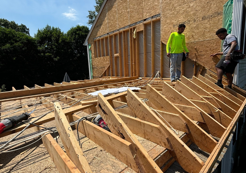 Massachusetts deck builder working on a residential deck